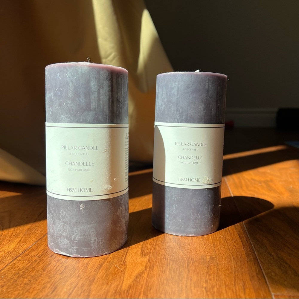H&M Home Purple Pillar Candle Set